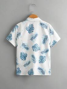 SHEIN 男童热带印花休闲衬衫 - 藍色 - 查看 2