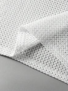 Manfinity Roghcode Men's Solid Color Large Crew Neck Hollow-Out Jacquard Knit Tank Top, Summer - White - View 6