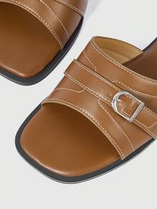 Sleekvia 女士舒适平底防滑多功能金属户外人字拖 - 棕色 - 查看 8