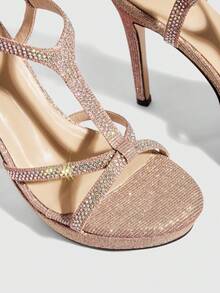 CUCCOO SZL Women's Buckle Design Fashionable Elegant High Heel Waterproof Platform Sandals - Rose Gold - View 9