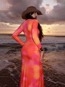 Swim Shayni Women's Bohemian Tie Dye Print Jumpsuit + Pants + Maxi Dress Beach Vacation Swimsuit, Summer - Multicolor - View 4