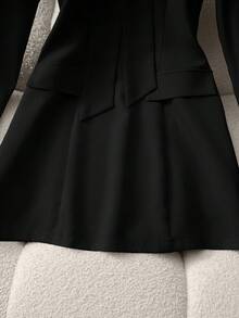 INAWLY Elegantes Pendler-Kleid mit Schleifen-Dekor für Neujahr und Valentinstag, Langarm für Damen - Schwarz - Übersicht 5