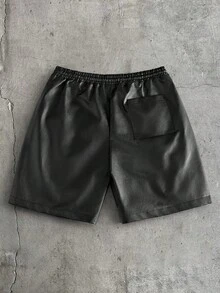 AXEPEAK Men's Casual Letter Print T-Shirt And Shorts Set, Summer - Black - View 3