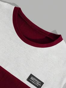 EURMUSE Men Cottonline Color Block Patched Regular T-Shirt Set - Burgundy - View 8
