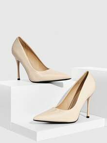 CUCCOO SZL Women's Solid Color Pointed Toe Minimalist High Heel Pumps, Casual Everyday Wear Spring Shoes Spring Break Easter For Christmas Valentine's Day Spring Shoes - Lacquered milk apricot - View 7