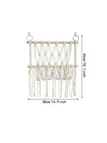 Madebyblanc 1 Pc Wall-Mounted Handwoven Rope Storage Rack - Multi-Layer Organizer For Stuffed Animals, Magazines & Newspapers Bedroom Home Decor Tapestry Art Piece - Multicolor - View 7