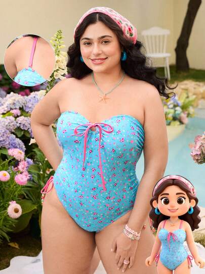 Swim Mod 大码连体泳衣，甜美清新，女士夏季沙滩装