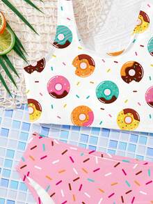 SHEIN Young Girl Casual Minimalist Donut Print Camisole & Triangle Bikini Swimwear Set, Suitable For Summer - Multicolor - View 3