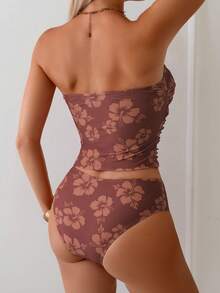 Swim Mod Women's Tropical Print Two Pieces Bikini Set, Casual Holiday - Multicolor - View 2