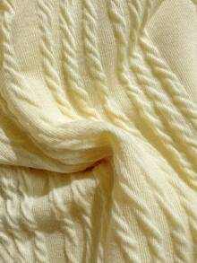 Soleia 女士橄榄绿针织提花纹理V领露背挂脖连体泳衣，海滩度假 - 黃色 - 查看 7