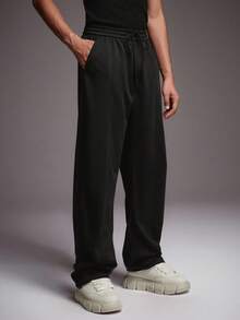 STYNVO Plus Size Men's Drawstring Waist Pockets Casual Loose Fit Sweatpants, Versatile For Daily Wear - Black - View 3