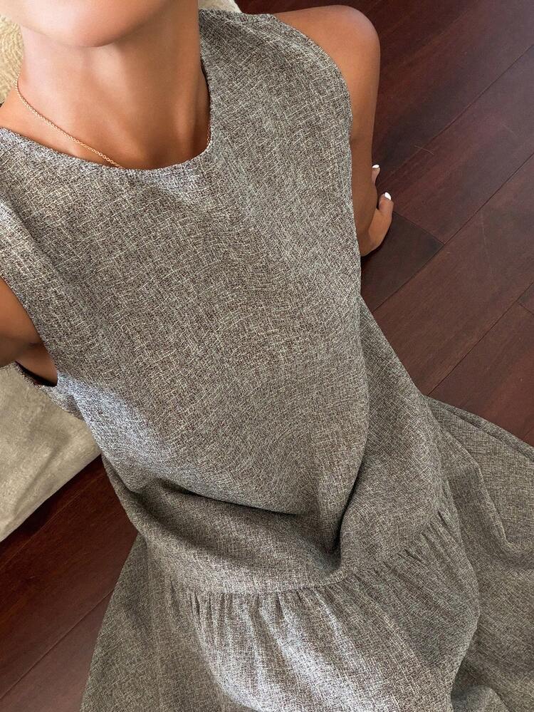 Women's Solid Color Minimalist Sleeveless Dress, Casual Everyday Wear Sun Dresses For Women