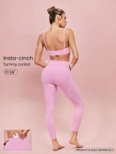 GLOWMODE 24" FeatherFit™ Workout Lover Buttery-Soft Sweat-Wicking Contrasting Seam Tummy Control Booty-Lifting Leggings Low Impact Yoga Pilates Studio Gym Daily Active Casual Wear