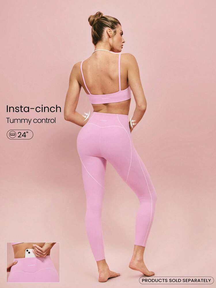 24" FeatherFit™ Workout Lover Buttery-Soft Sweat-Wicking Contrasting Seam Tummy Control Booty-Lifting Leggings Low Impact Yoga Pilates Studio Gym Daily Active Casual Wear