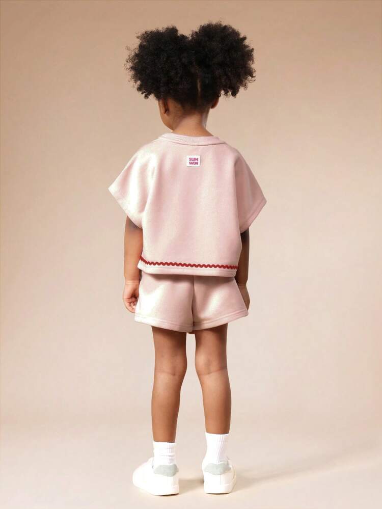 Happy Days Sweatshirt And Shorts Set With Rickrack Trim