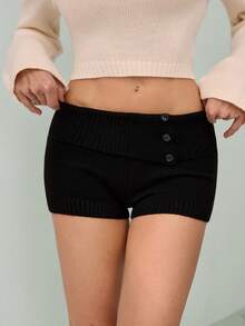 SHEIN Tall 女士休闲夏季针织裤，秋冬季 - 黑色 - 查看 4