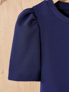 Đầm ngắn tay xếp ly thắt nơ cho bé gái tuổi teen, dáng rộng, thích hợp mùa xuân/hè. - Nhiều màu - Xem 6