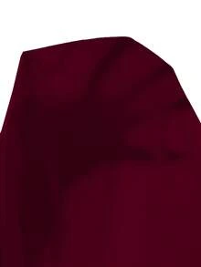 GlowEve CURVE Plus Size Women's Solid Color Backless Twist Design Casual Versatile Daily Wear Long Sleeve Shirt - Burgundy - View 3