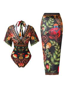 Swim Oasis Bộ đồ bơi liền thân 2 mảnh/set dành cho nữ, mẫu Xuân/Hè 2026, kèm váy, họa tiết hoa ngẫu nhiên/cố định, kiểu dáng thanh lịch, thích hợp cho kỳ nghỉ biển. - Nhiều màu - Xem 8