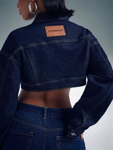 Denimoi 弹力牛仔修身超短款牛仔夹克 Denin On Denim 时尚街头风性感上衣 - 深色水洗藍 - 查看 2