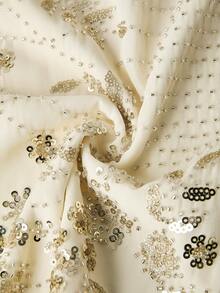 Ellevyn 女士露肩系领亮片宽松优雅休闲衬衫，适合春夏外出和海岛度假 - 杏色 - 查看 13