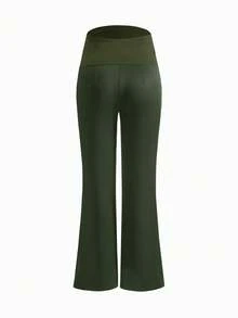 Modmama Maternity Solid Color Adjustable Waist Casual Versatile Daily Wear Pants - Army Green - View 8