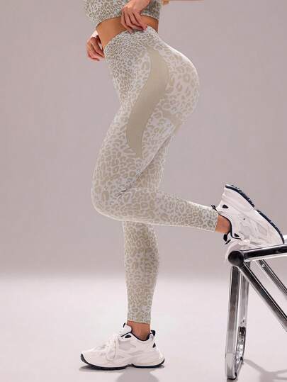 Sovereign Charm Seamless Knit Contrast Color Sports Leggings For Women, Suitable For Yoga, Workout, Casual Wear