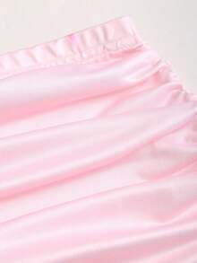 Sweetra Women's Pink Floral Print High Elasticity Deep V-Neck Camisole Tie-Up Fitted Low Waist Sexy Sweet Romantic Beach Vacation 2-Piece Set - Pink - View 6