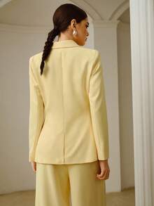 ZEYLAH BLAZER PARA MUJER CON PLIEGUES PLEGADOS Y DECORACIÓN DE LAZO, PARA PRIMAVERA Y VERANO - Amarillo - Ver 7