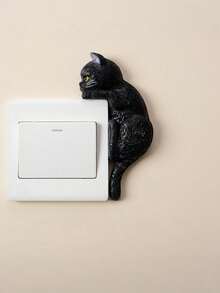 Cute Pet Simulation Cat 3D Resin Double Switch & Socket Panel Sticker, Wall Defect Concealing Decorative Decal For Home Use - Multicolor - View 19