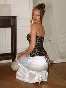 Glamine Charm Women's Sexy Lace Sheer Tight Bandeau Top, Summer - Brown - View 5