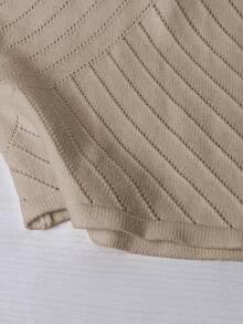 GlowEve Blusa de punto elegante y de moda con cuello redondo y decoración de botones de unicolor - Albaricoque - Ver 5