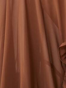 Femmeiva Fashionable Design Sense Casual Ruffled Cinched Waist Long Sleeve Dress - Brown - View 7