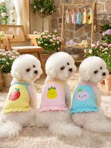 PETSIN Pet Clothing, Dog Clothing, Cat Camisole, Casual Vest, Spring And Summer New Item, Small Animal Camisole, Cool Casual Clothing, Fruit Cartoon Picture, That Cool Vest - Multicolor - View 1