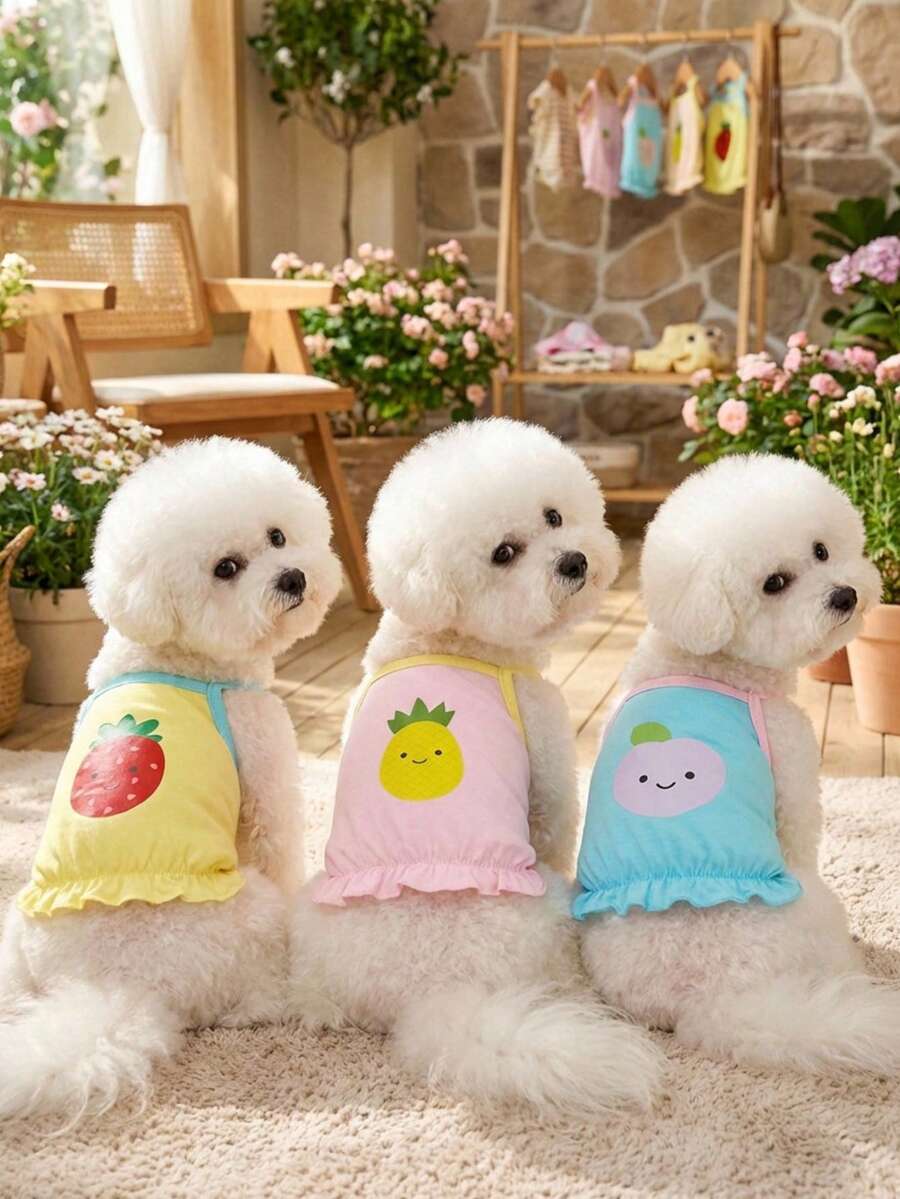 PETSIN Pet Clothing, Dog Clothing, Cat Camisole, Casual Vest, Spring And Summer New Item, Small Animal Camisole, Cool Casual Clothing, Fruit Cartoon Picture, That Cool Vest - Multicolor - View 1