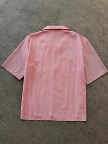 Manfinity Dauomo Casual Fashion College Style Short Sleeve Shirt For Men - Watermelon Pink - View 5