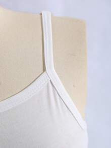 SHEIN 3pcs Tween Girls' Spring/Summer Outfit Set: Beaded Vest, Elegant Black Shorts, White Camisole Layering Suit, & Stylish - Black - View 4