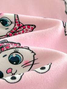 Loomiva 3pcs Baby Girl Cartoon Animal Print Soft Knit Ruffle Collar Sleeveless Romper & Shorts Set - Pink - View 4