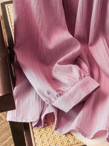 Lacomfia Áo kiểu nữ tay dài thêu họa tiết, thanh lịch, lãng mạn, đa năng, cỡ lớn. - Hồng - Xem 3