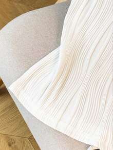 Resyla 女士休闲百搭纯色纹理T恤，夏季 - 白色 - 查看 3