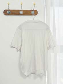 DAZY Men's Short Sleeve White Polo Knit Top, Summer - White - View 7