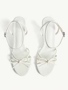 CUCCOO CHICEST White DIY Beaded Design Fashionable Thin Strap Daily Commute Strap Wedge Sandals - White - View 2