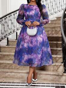 Fleurora 春夏休闲优雅通勤波西米亚风休闲外出白色编织V领舞会礼服蝙蝠袖荷叶边领束腰连衣裙短袖大码连衣裙夏季女装波西米亚度假女装夏季服装度假连衣裙白色连衣裙优雅度假装女装波西米亚风女装女装夏季白色连衣裙，女士正式连衣裙 - 紫色 - 查看 1