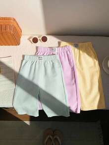 3件套女婴夏季休闲字母条纹图案裤子 - 彩色 - 查看 4