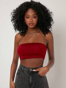 SHEIN BASICS Top de tirantes minimalista y casual de unicolor para mujer - Rojo - Ver 6