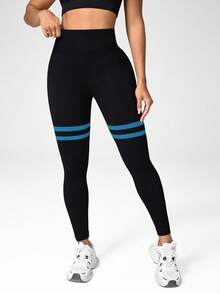 Gameset SHEIN Sport 女士撞色高腰休闲百搭日常运动紧身裤 - 彩色 - 查看 5