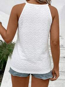 EMERY ROSE 新款加大码女式休闲针织提花吊带背心 - 白色 - 查看 2