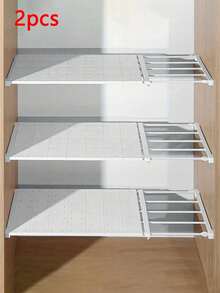 1 Piece Adjustable Shelf Divider, Suitable For Closet, Kitchen, Bathroom - Space-Saving Expandable Shelves Without Drilling - White - View 8