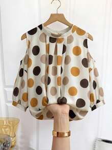 Franclia Elegant Blouses Polka Dot Print Blouses Strapless Blouses Vacation Blouses Beach Blouses Short Sleeve Blouses Summer Blouses Women's Outing Blouses Women's Holiday Blouses Women's Casual Blouses - Multicolor - View 7