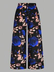 SHEIN CURVE+ 大码高腰印花休闲裤，简约风格，适合日常穿着，情人节款 - 彩色 - 查看 2